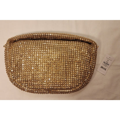Aldo - LUZX-972 - Elegant Gold Top-Handle Handbag with Rhinestone Embellishments