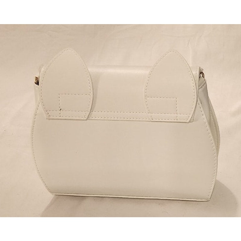 New White Cat Ear Mini Crossbody Handbag w/ Strap & Pockets