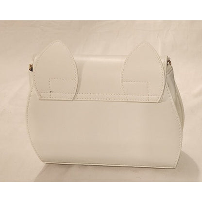New White Cat Ear Mini Crossbody Handbag w/ Strap & Pockets