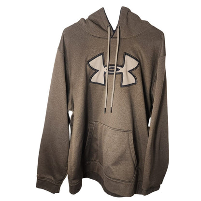 Under Armour Mens Pullover Hoodie Sweatshirt Gray Fleece Size 2XL