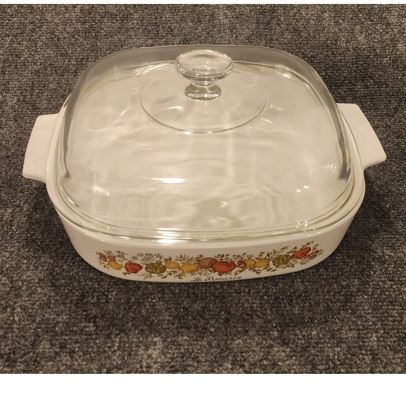 CorningWare Spice O Life Le Romarin Square Casserole Dish Glass Lid A-10-B 10x10