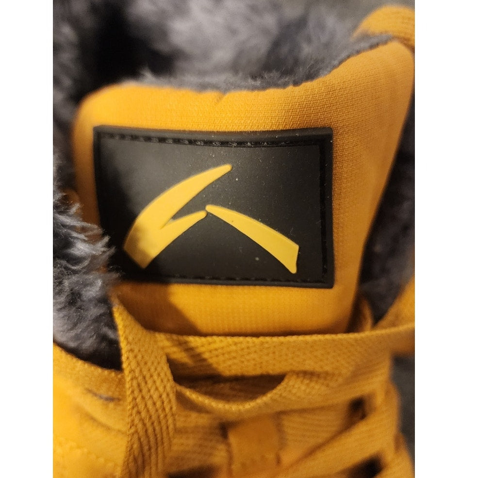 AZOOKEN Mens Size 11 EU 45 Yellow Fur Lined Winter Snow Boots Hiking Outdoor