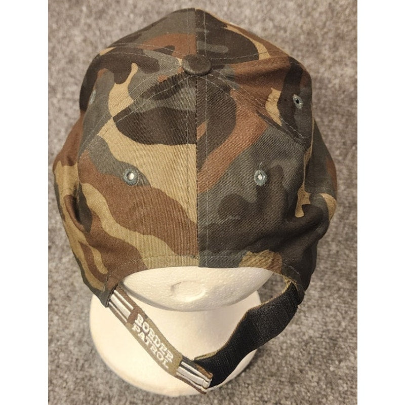 Vintage Border Patrol Camo Baseball Hat Cap Embroidered Made In USA Woodland