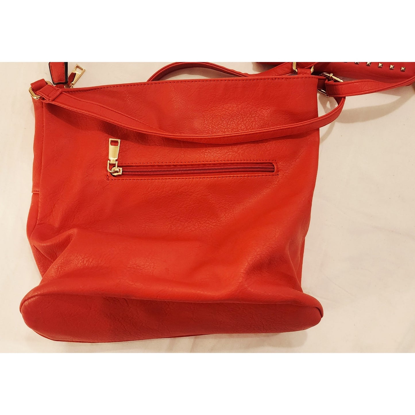 Badgley Mischka Orange Studded Vegan Leather Wallet and Crossbody Bag Set