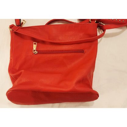 Badgley Mischka Orange Studded Vegan Leather Wallet and Crossbody Bag Set