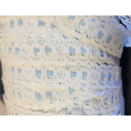300 Yards- White/Blue Lace Trim - 7/8" - Native Textiles Col1/BL.R56600