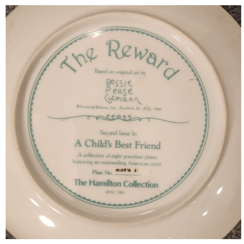 Hamilton Collection Plate The Reward Child Best Friend 1985 Original Box Vintage