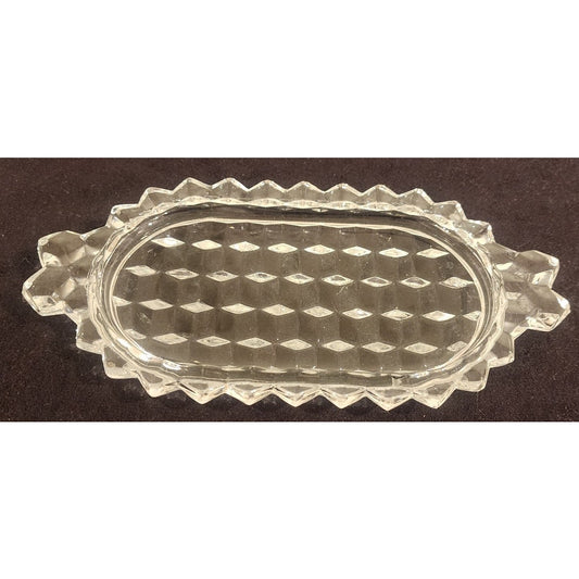 Vintage Pressed Glass Butter Dish Base 8" × 4" Scalloped Edge – Starburst Bottom