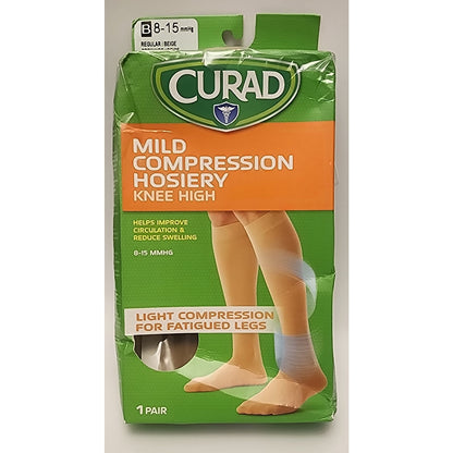 Curad - Knee-High - Mild Compression Hosiery - Beige - Regular Length 8-15 MMHG