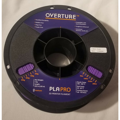 Overture - PLAPRO - 3D PRINTER FILAMENT - Purple - 1.75mm - 1Kg - NEW