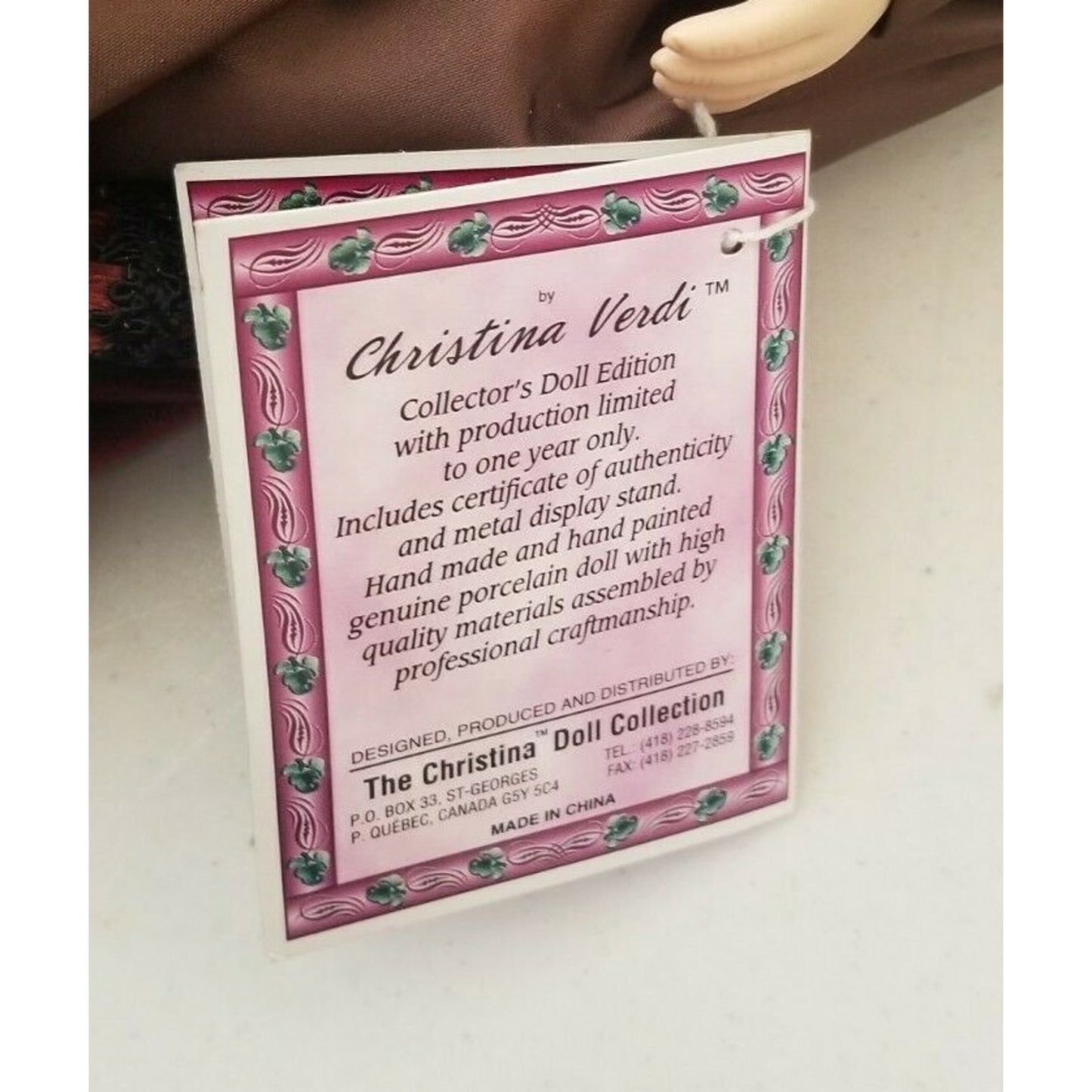 Fine Porcelain Doll - Original Christina Verdi Collection 16", SERIE-1996