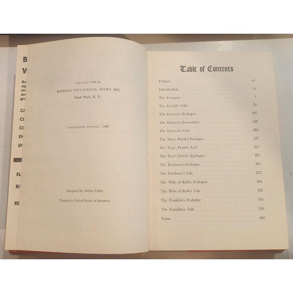 CHAUCER'S CANTERBURY TALES - 14th edition, 1960 - HOPPER