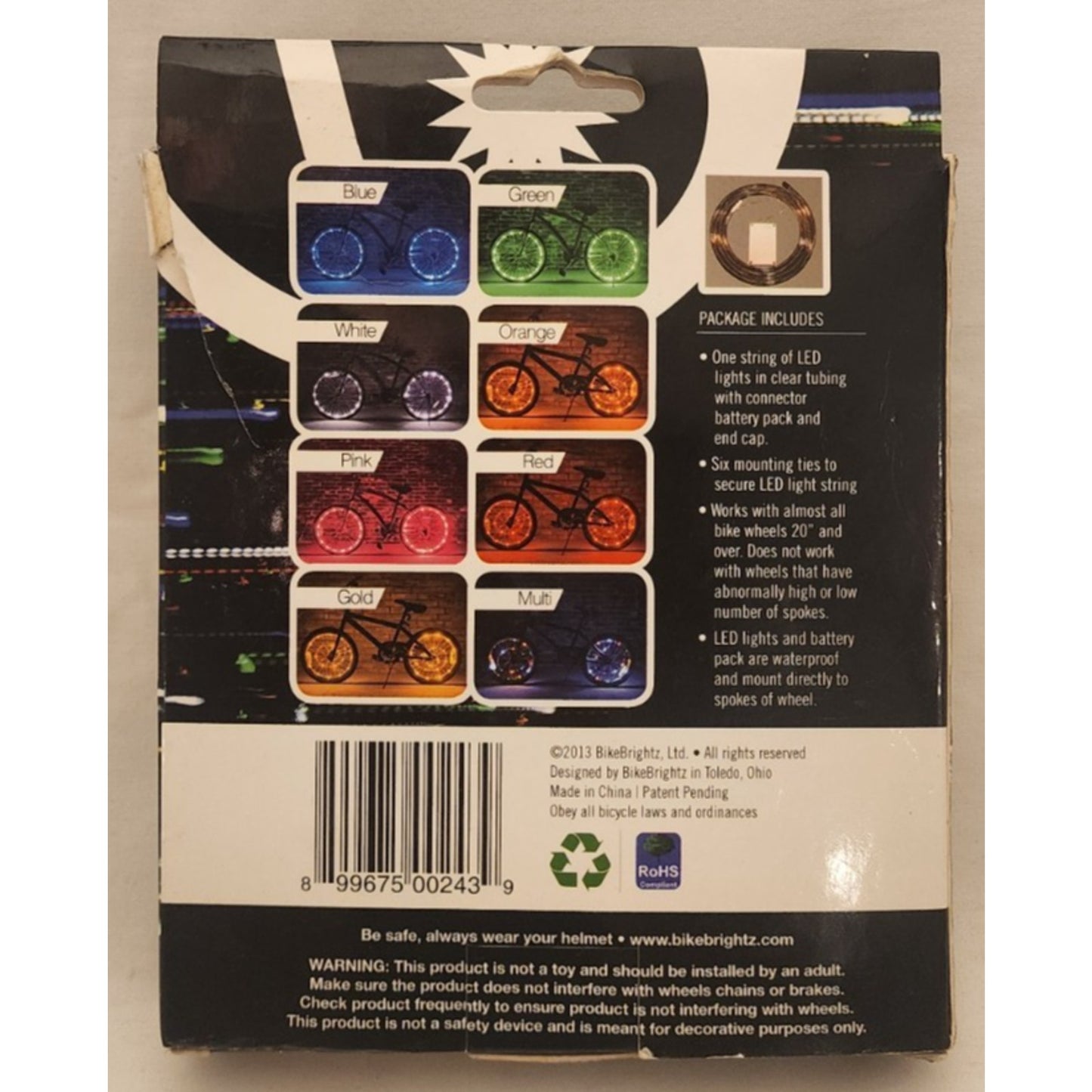 Bicycle Wheel Multicolored LED String Lights- For 1 Bike Tire - New