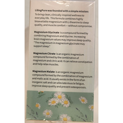 LilingPure Magnesium L‑Theanine – Glycinate/Citrate/Malate – 90 Caps – NEW