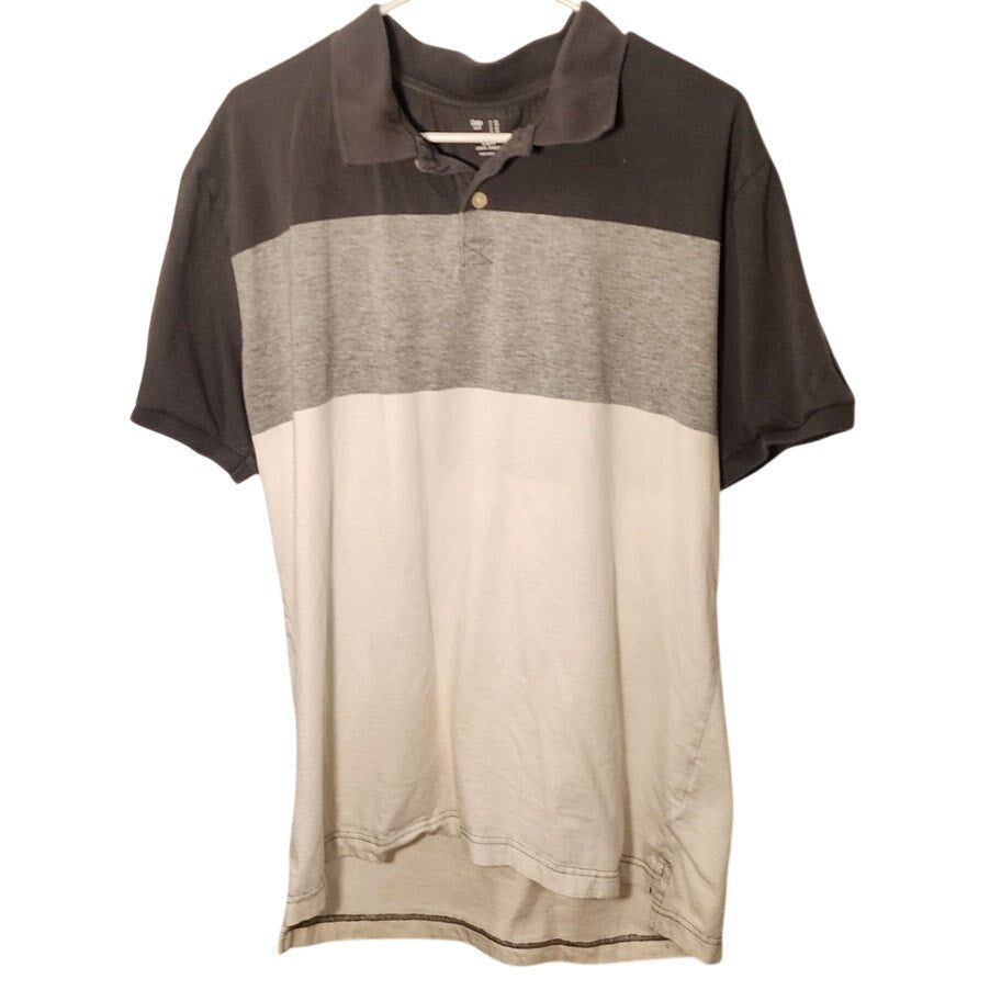 Gap Mens White Gray Colorblock Athletic Polo Shirt XXL Short Sleeve