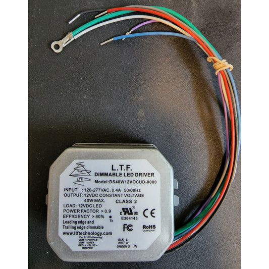 L.T.F. Dimmable LED Driver - 120V in - 12 VDC Constant Voltage, 40W max out