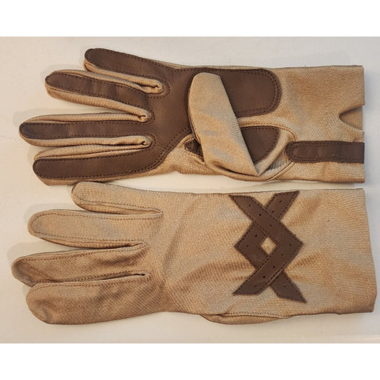 Vintage - Women's - Goldish Tan/Brown Driving Gloves - One Size - Nylon/Spandex