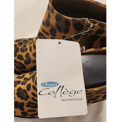 Aqua Collège Waterproof Leopard Print Ankle Boots NWT Women’s 11M