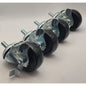 Set of 4 - 3" Swivel Casters with Brakes - 3/8" Stems - Hard Plastic - NEW