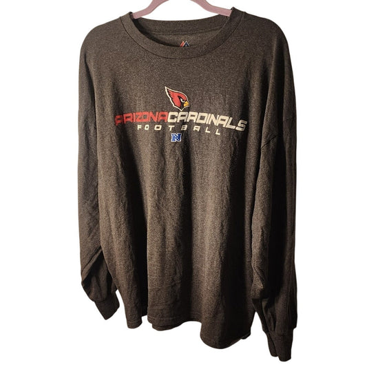 Vintage Majestic Arizona Cardinals NFL Football Long Sleeve Shirt Gray 2XL