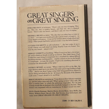 Great Singers on Great Singing Jerome Hines Hardcover Opera Vocal Technique