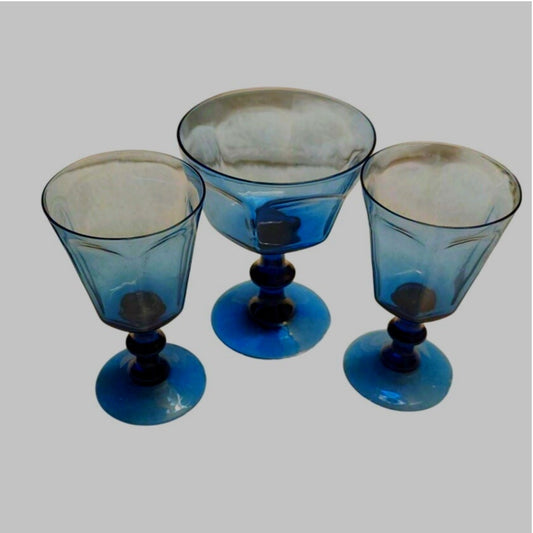 Lenox Antique Dark Blue : 2 Water Glasses and 1 Champagne Sherbet Glass