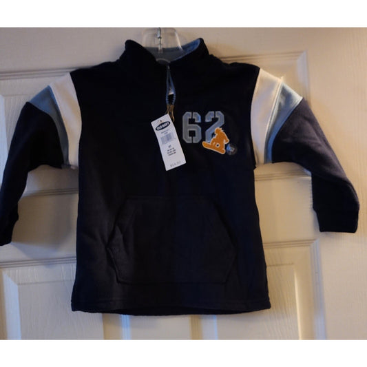 OLD NAVY Fleece Pullover Sweatshirt with Zipper and Pockets -Blue -62, snowboard - Size 3T