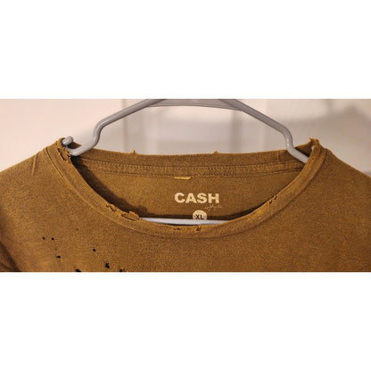 Johnny Cash I Walk the Line Tee XL Brown Distressed Graphic Shirt
