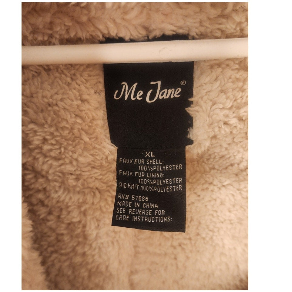 Me Jane Faux Fur Sherpa Hoodie Jacket Womens Camel Tan Teddy Bear Fuzzy Coat