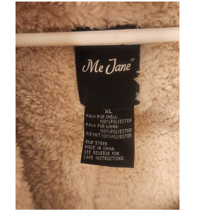 Me Jane Faux Fur Sherpa Hoodie Jacket Womens Camel Tan Teddy Bear Fuzzy Coat