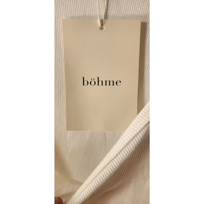 Bohme- White Ribbed Long Sleeve Bodysuit Women's-XL NWT BHM1430WT Scoop Neck New