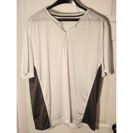 MSX Michael Strahan Mens XXL Quick Dry No Iron Golf Polo Shirt White Gray