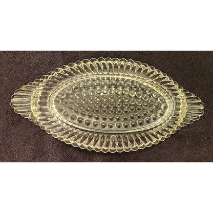 Vintage Clear Glass Relish Dishes Set of 2 – Hobnail Center & Ribbed Oval Design