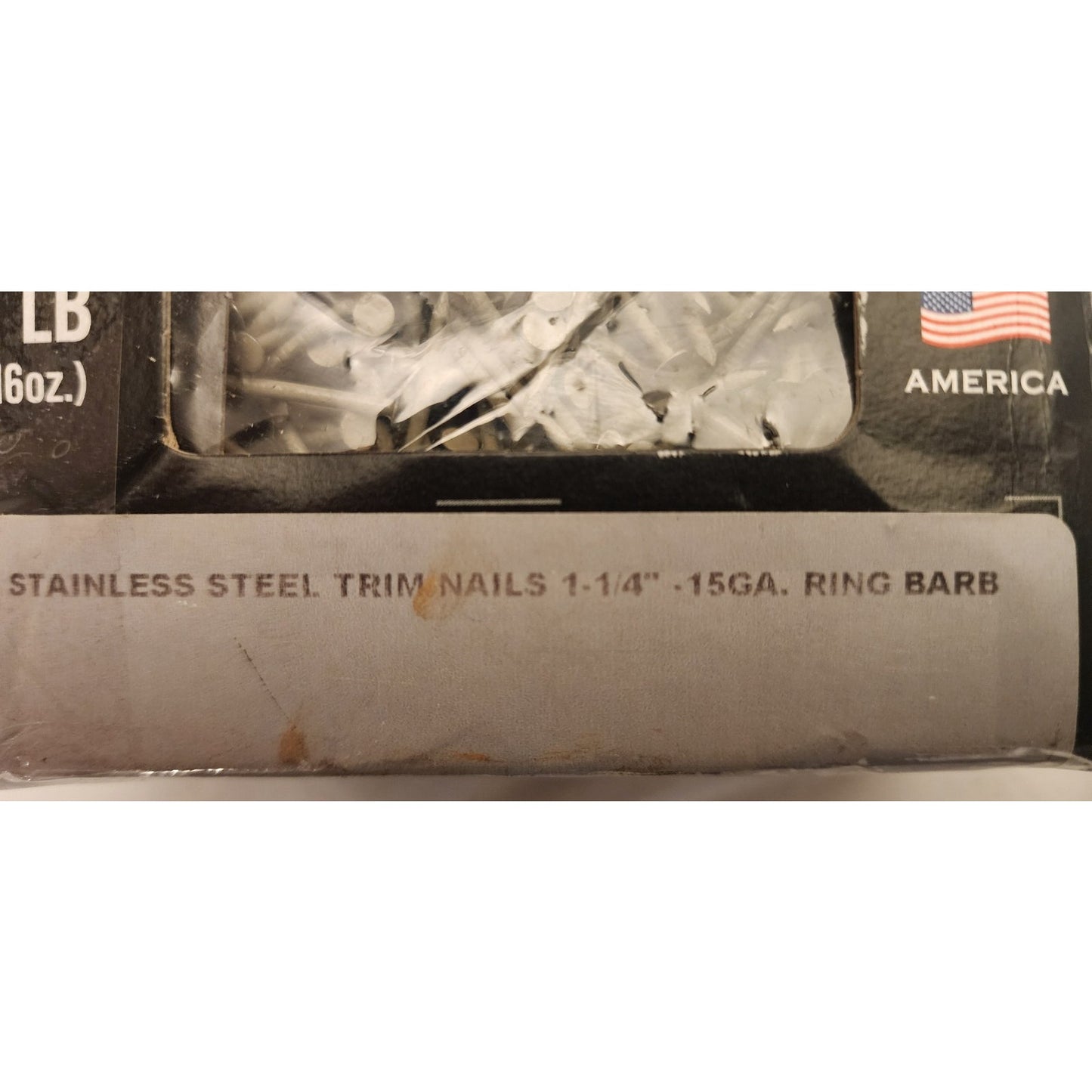CBI Stainless Steel Trim Nails 1-1/4 In. .15GA. Ring Barb - t304 - 1lb - Gray