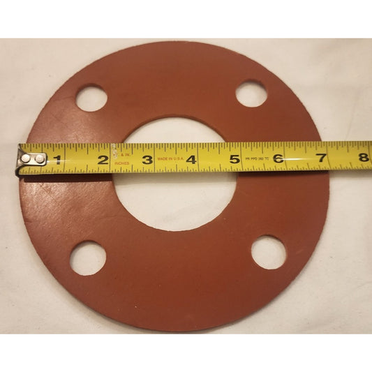 Lot of 5 - RED RUBBER FULL FACE 2-7/8" GASKET - ACTUAL MEASUREMENT 7" x 1/8"