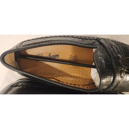 Florsheim Pisa Black Leather Crocodile Print Tassel Loafers Men’s 12 EEE NWOB