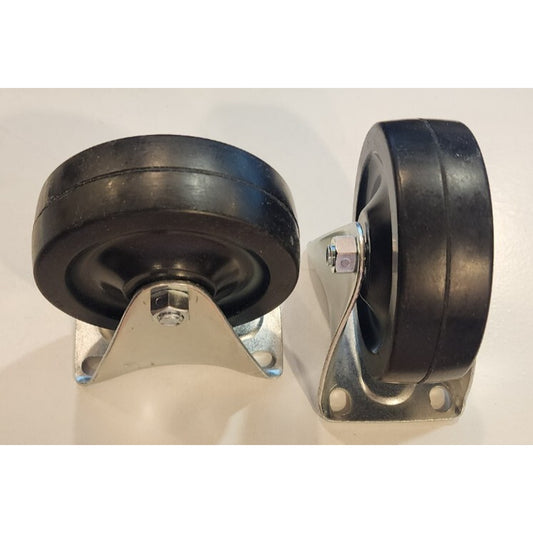 Lot of 2 - 4 inch - fixed position - hard rubber - casters - Black