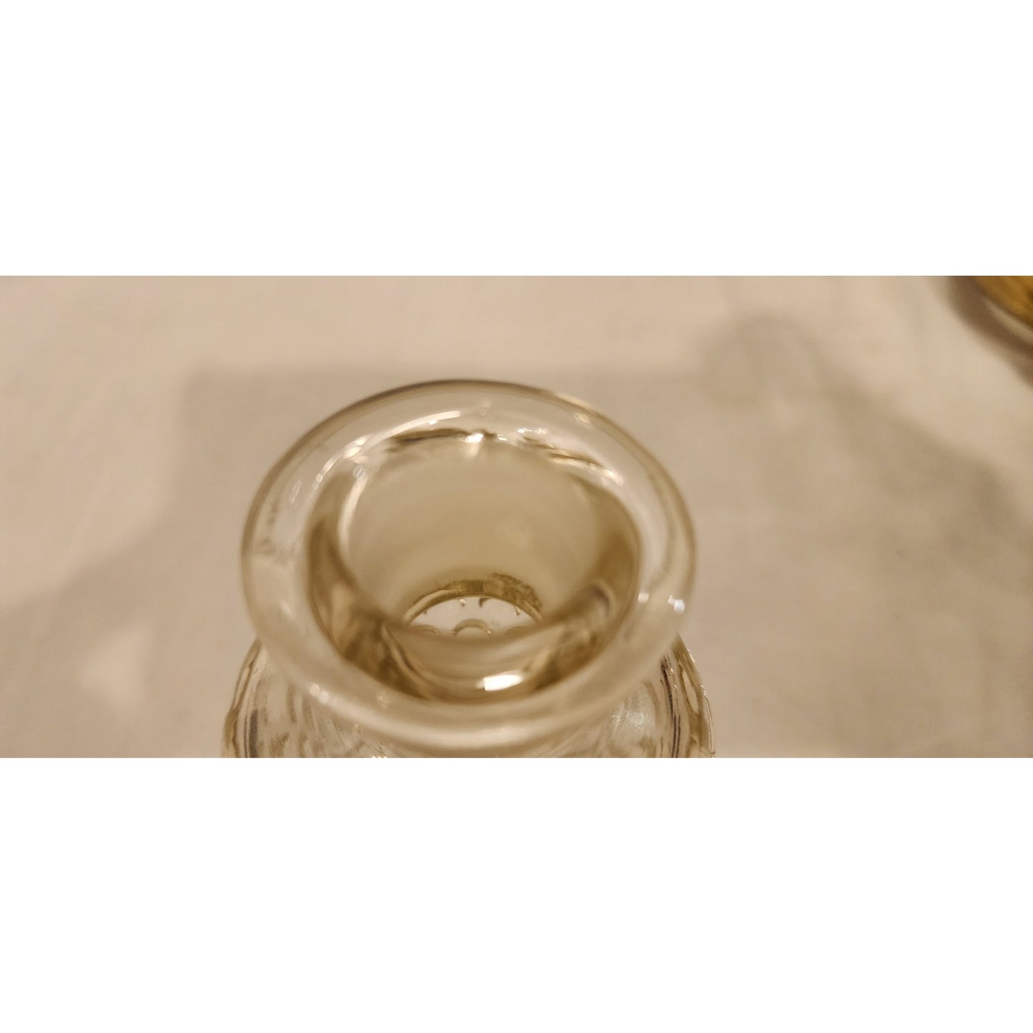 Vintage Textured Glass Bottle w/ Round Stopper 6"