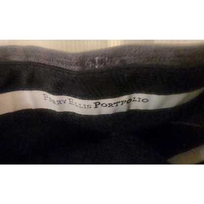 Perry Ellis Portfolio Mens 38/34 Dark Gray Cuffed Dress Pants Slacks Flat Front