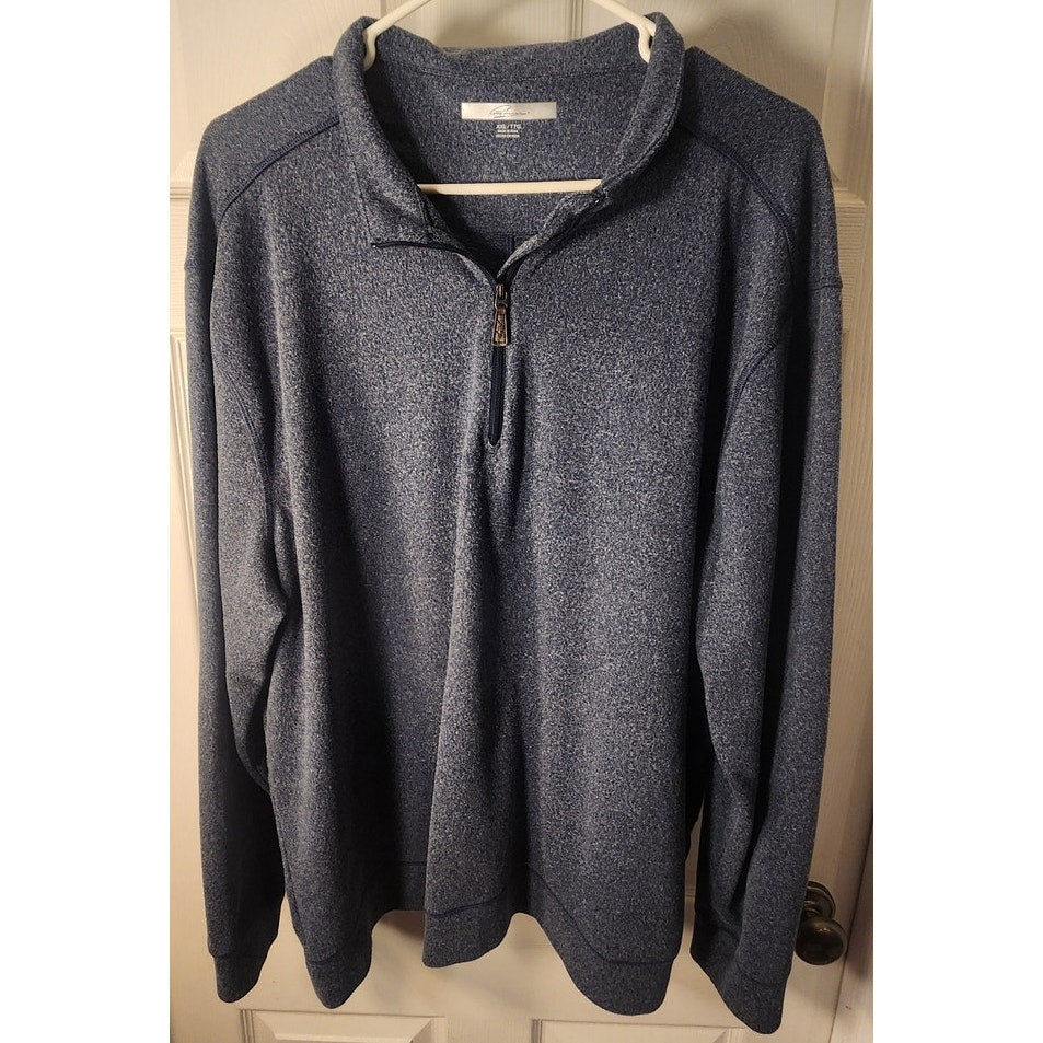 Greg Norman Mens Long Sleeve 1/4 Zip Polo Shirt Blue Gray Golf Pullover Size XXL