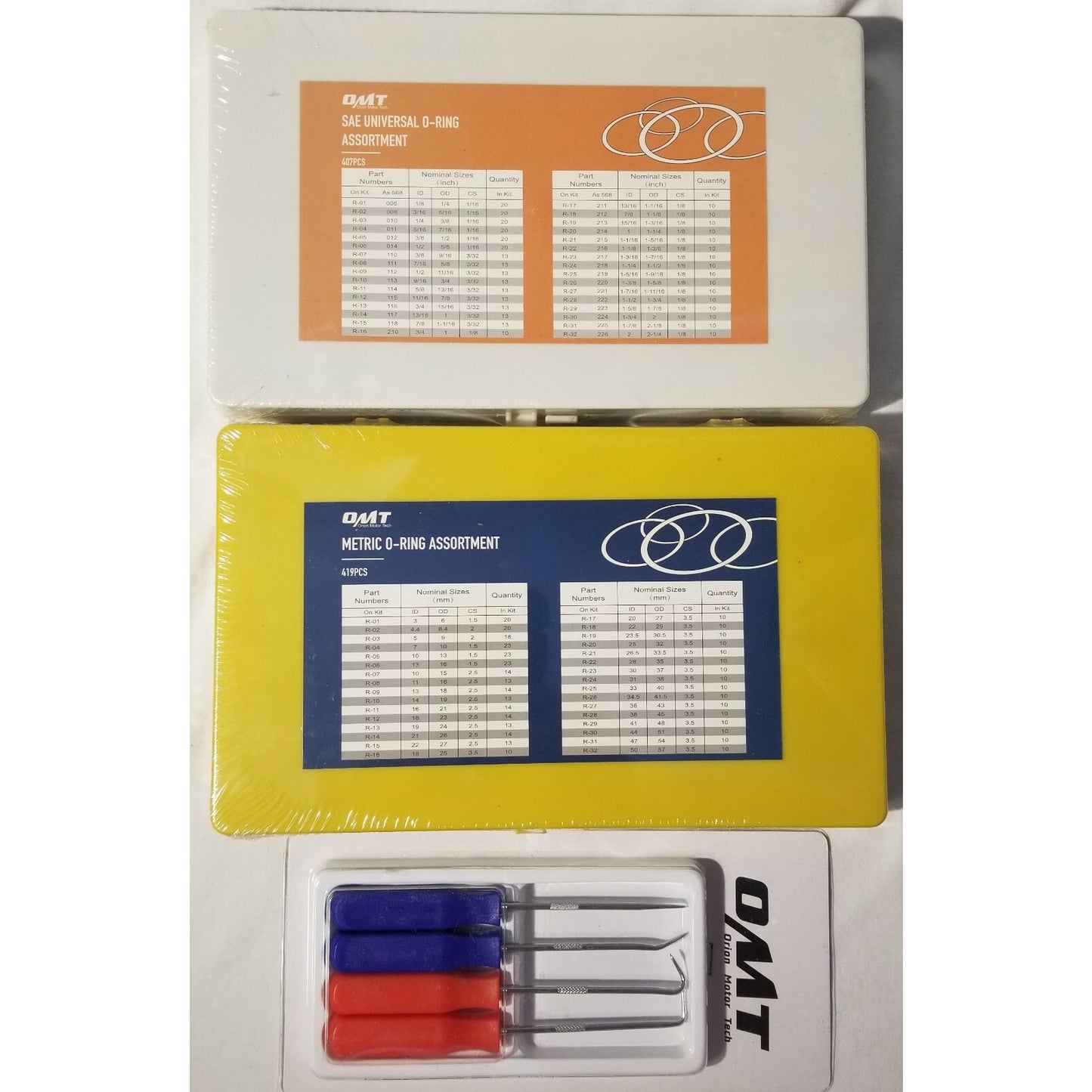 Set of - OMT 826pc Universal Assorted O Ring Kit in 32 Sizes-SAE and METRIC -NEW