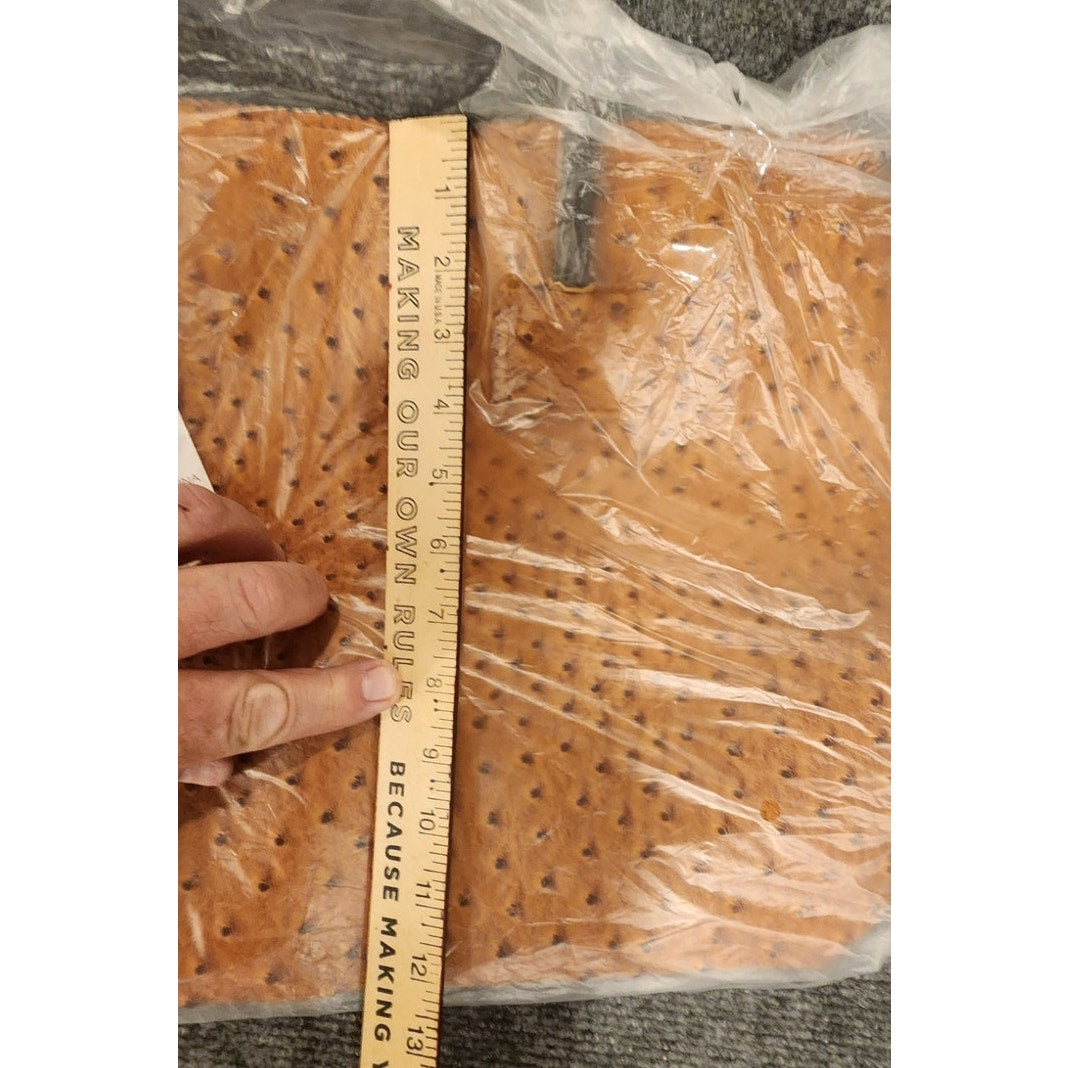 New 22TOTE Large Tan Ostrich Embossed Faux Leather Tote Bag Pouch NWT