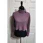 Women's Long Sleeve Turtleneck Cropped Shirt - Dark Mauve - waffle material - L