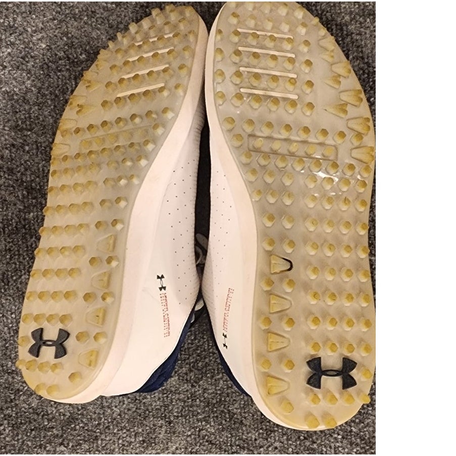 Under Armour Charged Golf Shoes Men 10.5 White Navy Athletic Cleats