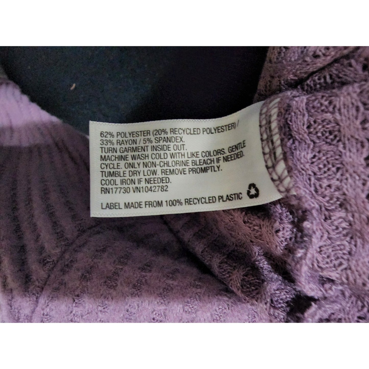 Women's Long Sleeve Turtleneck Cropped Shirt - Dark Mauve - waffle material - M