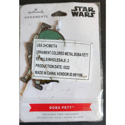 2 Pack - Hallmark 2022 Star Wars Boba Fett Flat Metal Christmas Ornament