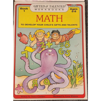 Gifted & Talented Workbook Set Ages 6-8 Math 1 & 2 Reading 1 Language Arts 2