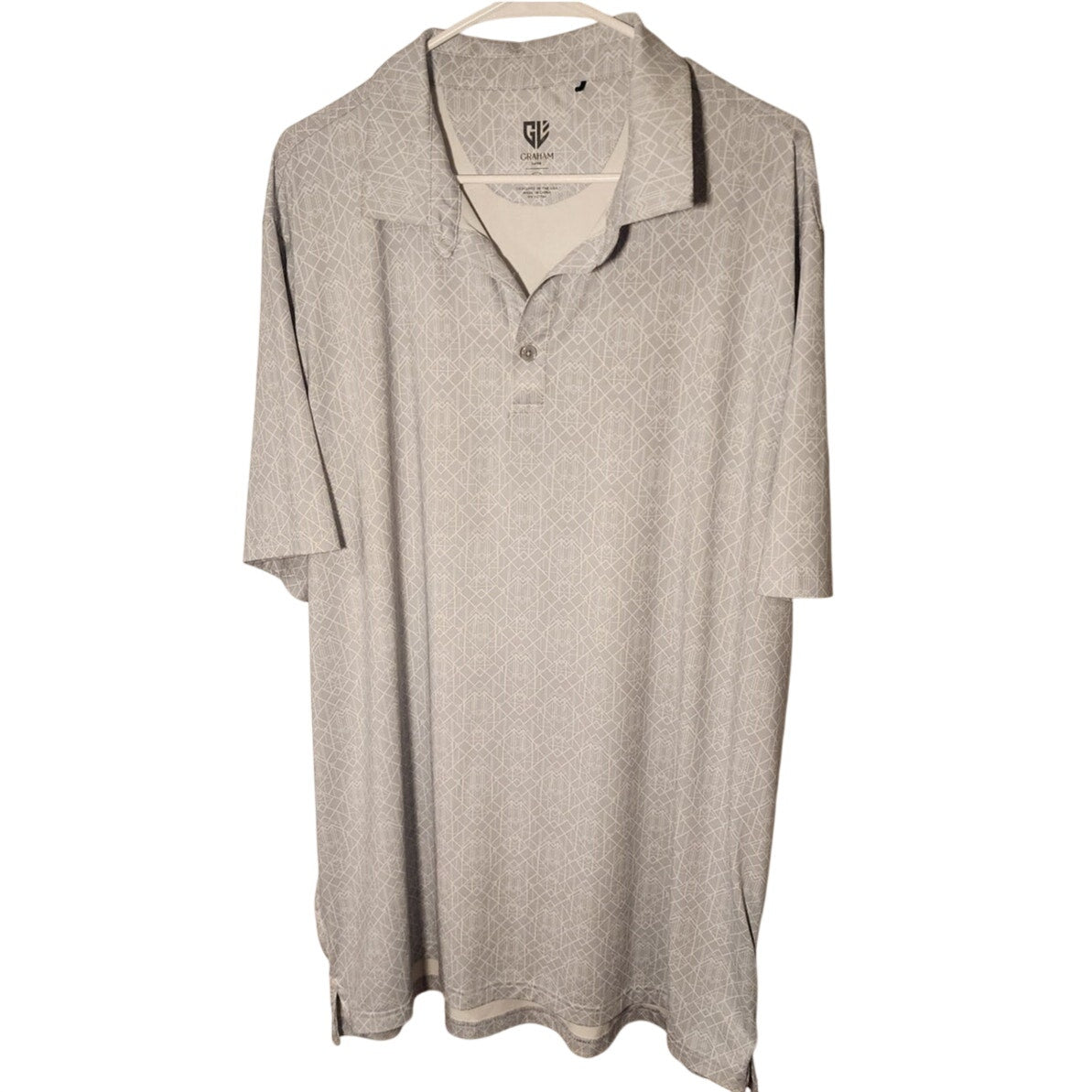 Graham Luxe Mens 2XL Gray White Short Sleeve Golf Polo Shirt Performance