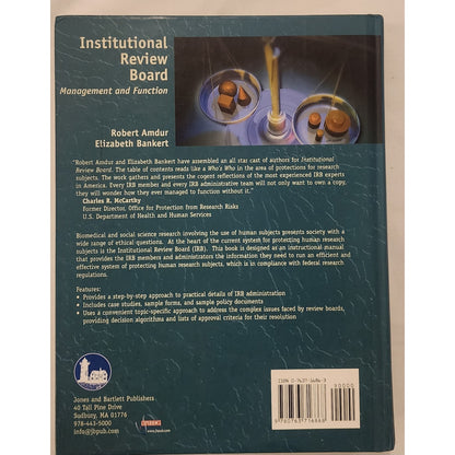 Institutional Review Board Management & Function 2nd Ed Amdur + Laminated Sheet