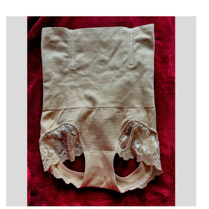 Tan High Waist Girdle with Lace front - t-back style - XXXL